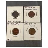(4) U.S. 1 Cent Penny Coin Errors 1967-77