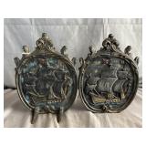 Pair of Cast Iron Door Stops Sailing Ship *One
