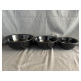 (3) Pyrex Nesting Bowl Set Black & Clear