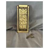 Brass Door Knocker "Peace to all who enter here"