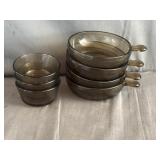 Corning Visions Dark Amber Glass Bowls