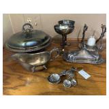 silver Plated Measuring spoons, Butter Dish,