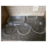 Pyrex: 10' pie plates (2), 9' pie plate, loaf