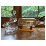 L.E. Smith Glass ï¿½Goose Girlï¿½ Figurine & Glass