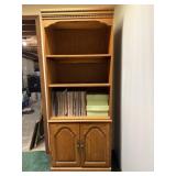 Lighted Wood Bookshelf with Contents