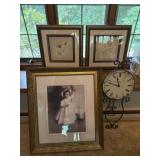 (3) Wall Art Pictures and (1) Wall Art Clock