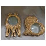 Brass Magnifying Glasses: 1 Lion, 1 Giraffe