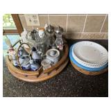 Lazy Susan with Contents Spoons, Shakers, Cream &
