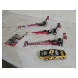 3 Die-Cast Dragster Race Cars, Dewalt Race Car,