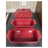 (3) Chantal Ceramic Loaf Pans & Casserole Dish