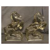 L.E. Smith Glass Company Reading Horse Bookends