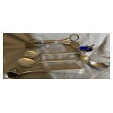 Silver Plated Salad Tongs, Fork & Spoon, Candle