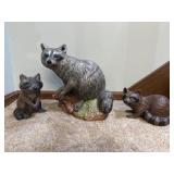 (3) Ceramic Raccoons