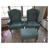 Art Van Wingback Chairs(2) wear shown on arms and