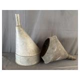 (2) Large Galvanized Metal Funnels