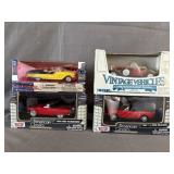 (4) New 1:43 Scale Die Cast Cars Motor Max, Ertl