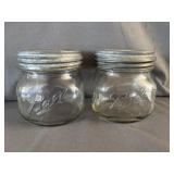 (2) Clear Square Ball Mason Jars w/ Lids