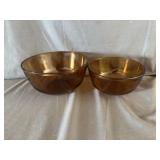 (2) Fire King Amber Mixing Bowls