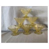 (6) Federal Glass Madrid Amber Footed Sherbet