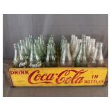 Vintage Yellow Coca-Cola Wooden Crate & 24