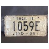 1966 Indiana License Plate -New