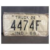 1966 Indiana License Plate -New