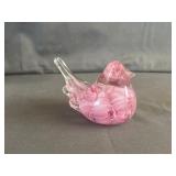 Joe Rice Glass Art Pink Bird Paperweight