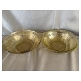 (2)Federal Glass Company Madrid Amber Bowls
