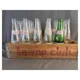 Towne Club Wooden Soda Crate & (23) Soda Bottles