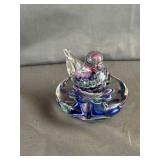 Joe Rice Glass Art Bird in Bath Paperweight