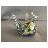 Joe Rice Glass Art Multi-Color Bird Paperweight