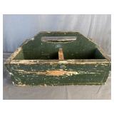 Green Wooden Divided Handled Tote Caddy
