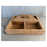 Vintage Wooden Divided Handled Tote Caddy