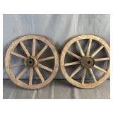 (2) Vintage  Wooden Wagon Wheels
