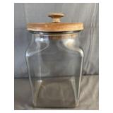 Large Square Glass Jar w/ Wooden Lid