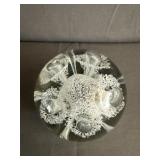 Bart Zimmerman Glass Art White Bubbles Paperweight