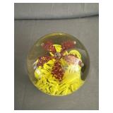 Bart Zimmerman Glass Art Red Lilly Paperweight