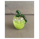 Joe Rice Glass Art Green Apple Paperweight