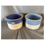 (2) Blue & White Stoneware Crocks