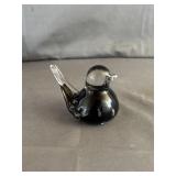Joe Rice Glass Art Black Bird Paperweight