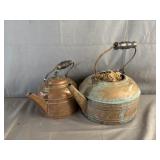(2) Vintage Copper Tea Pots