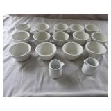 (14) Tuxedo White Custard Cups, 2 syrup servers