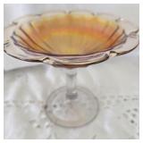 Marigold Carnival Glass Scalloped Pedestal Candy