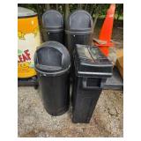 (3) Black Rubbermaid Domed Commercial Trash Cans,