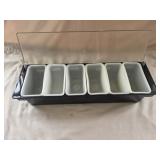 6 Compartment Condiment Garnish Bar Caddy, Hinged