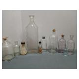 10 mixed antique bottles apothecary medical and