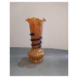 Marabou glass vase with applied cobalt