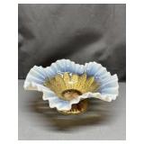 Whit Opalescent With Goofus Glass Dish