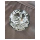Zimmerman Art Glass White Floral Glass