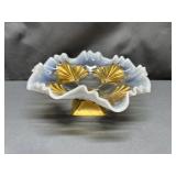 White Opalescent With Goodus Glass Dish